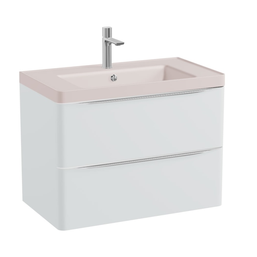 Vado Cameo 800mm Arctic White Wall Mounted Vanity Unit & Pink Clay Basin